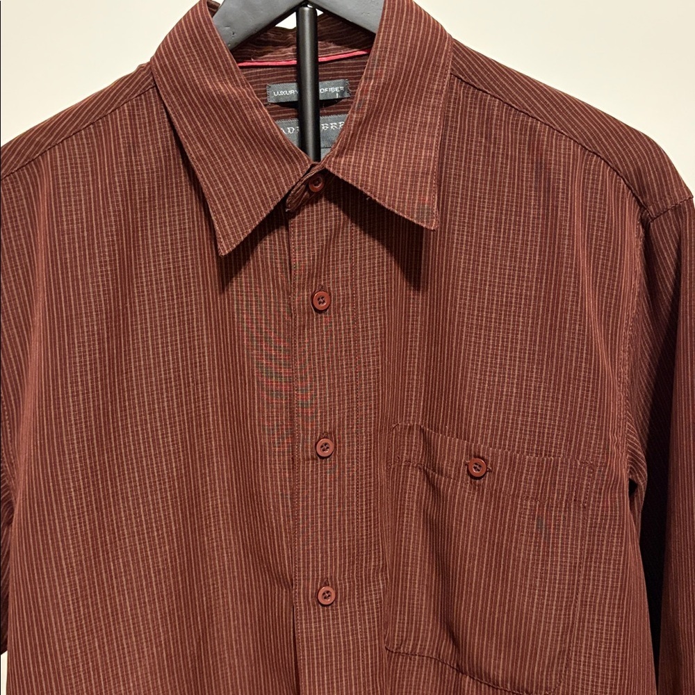 Saddlebred Men's Reddish Brown Button Down Shirt - Picture 3 of 7